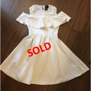 Sleeveless, White Dress wTop Ruffle, Casual, Size 10-12